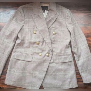 Banana Republic Double-Breasted Glen Plaid Blazer – Brown/Plum, Size 8P